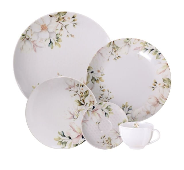Aparelho de Jantar Magnólia Porcelana Decorado 20 Peças Tramontina
