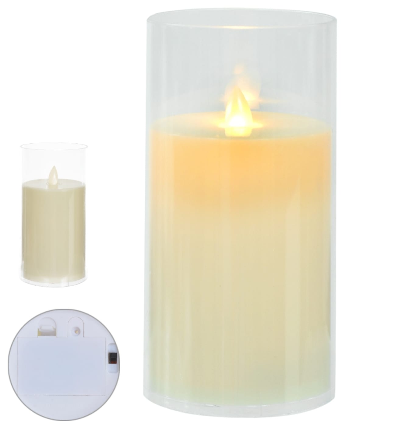 Vela Led Chama Dançante PLT 15x7,5cm Bege Flor Arte