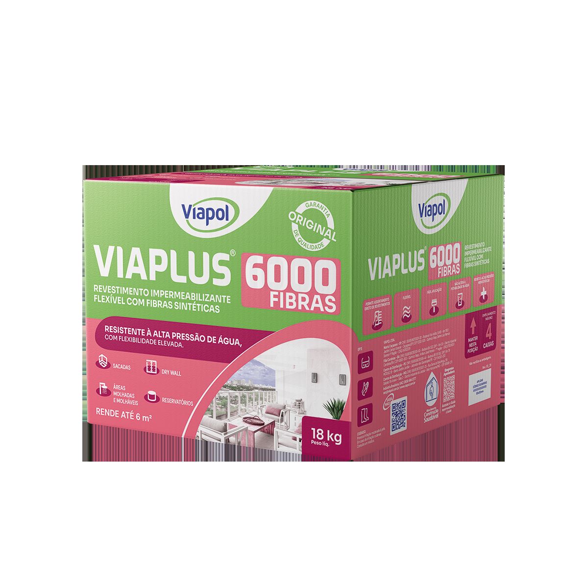 Impermeabilizante Viaplus 6000 com Fibras 18kg Viapol