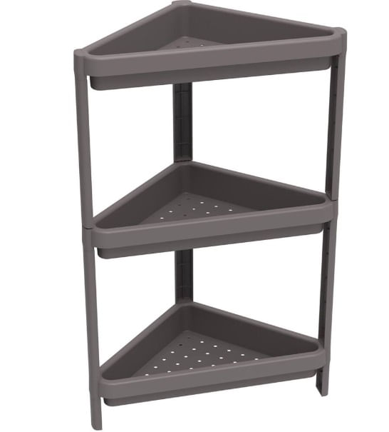 Estante Geo Canto 3 Prateleiras Cinza Organize