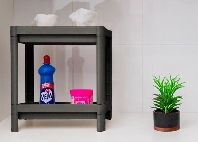 Estante Geo Base 2 Prateleiras Cinza Organize - Imagem 3