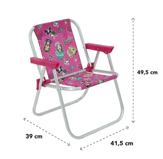 Cadeira Infantil Alumínio Barbie Rosa Belfix - Imagem 3