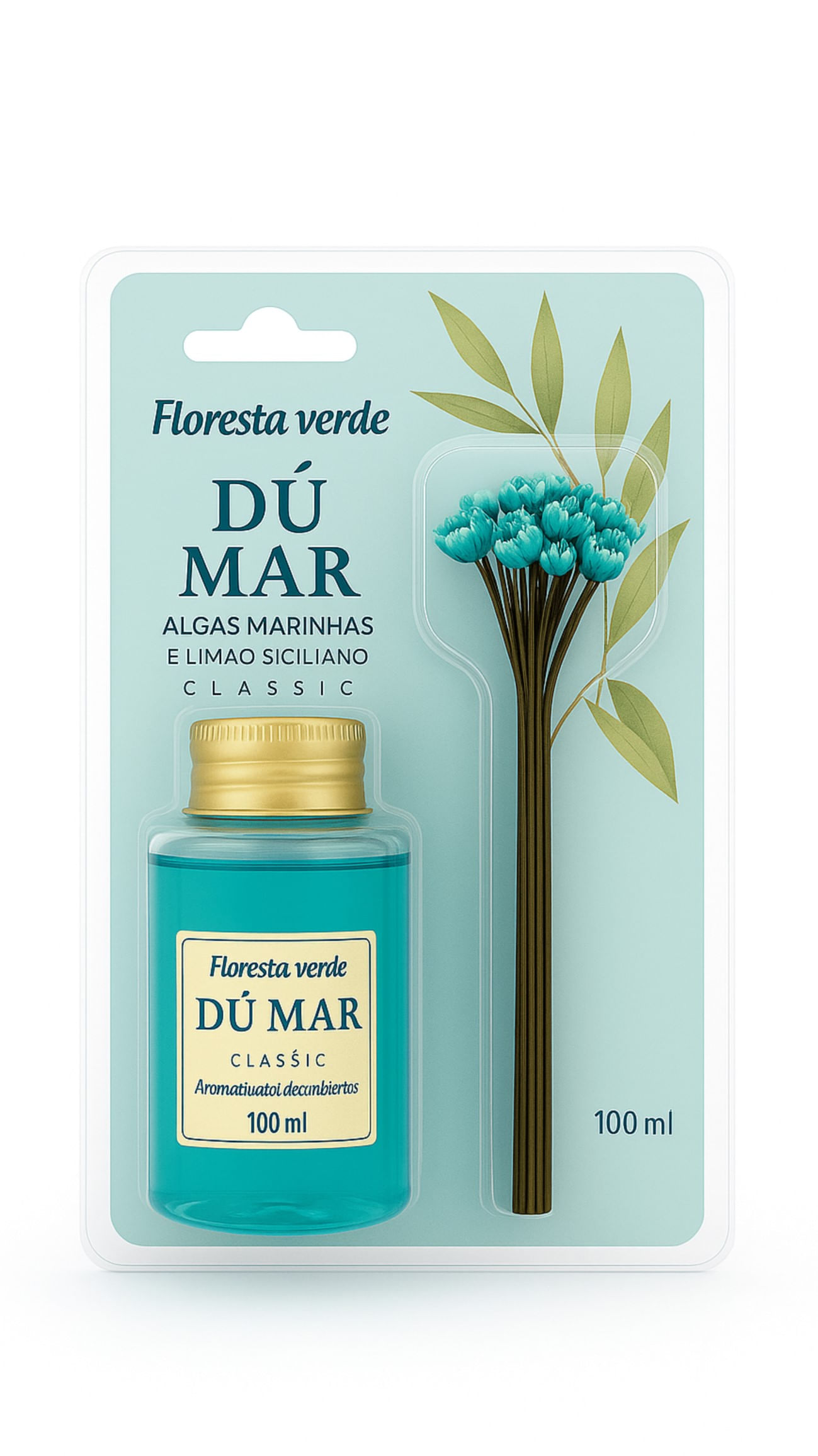 Difusor Aromatizante Du Mar 100ml Azul Floreste verde