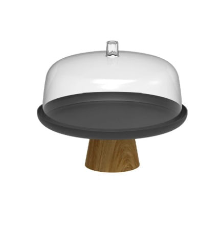 Boleira com Cúpula e Pé 25cm Lume Preto Fechado Martiplast