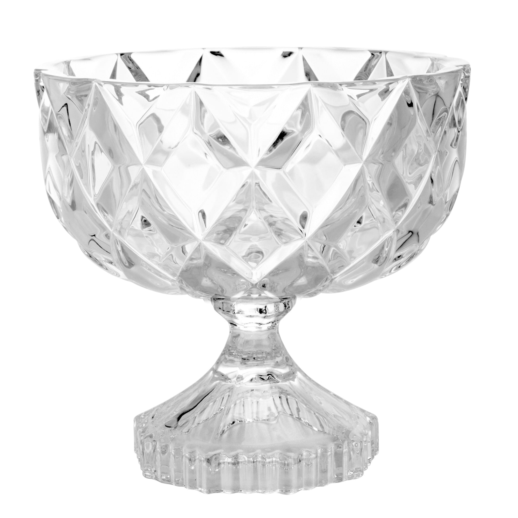 Centro de Mesa de Cristal com Pé Deli Diamond 18x18cm Lyor