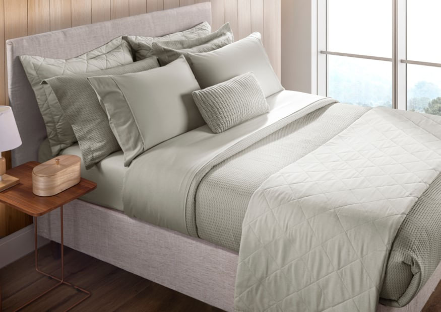 Jogo De Cama Cedros 4 Peças 150 Fios Com Vivo Casal Bege Becadecor