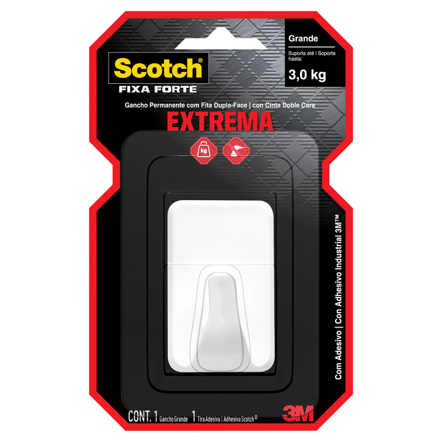 Gancho Plástico Grande Branco Scotch