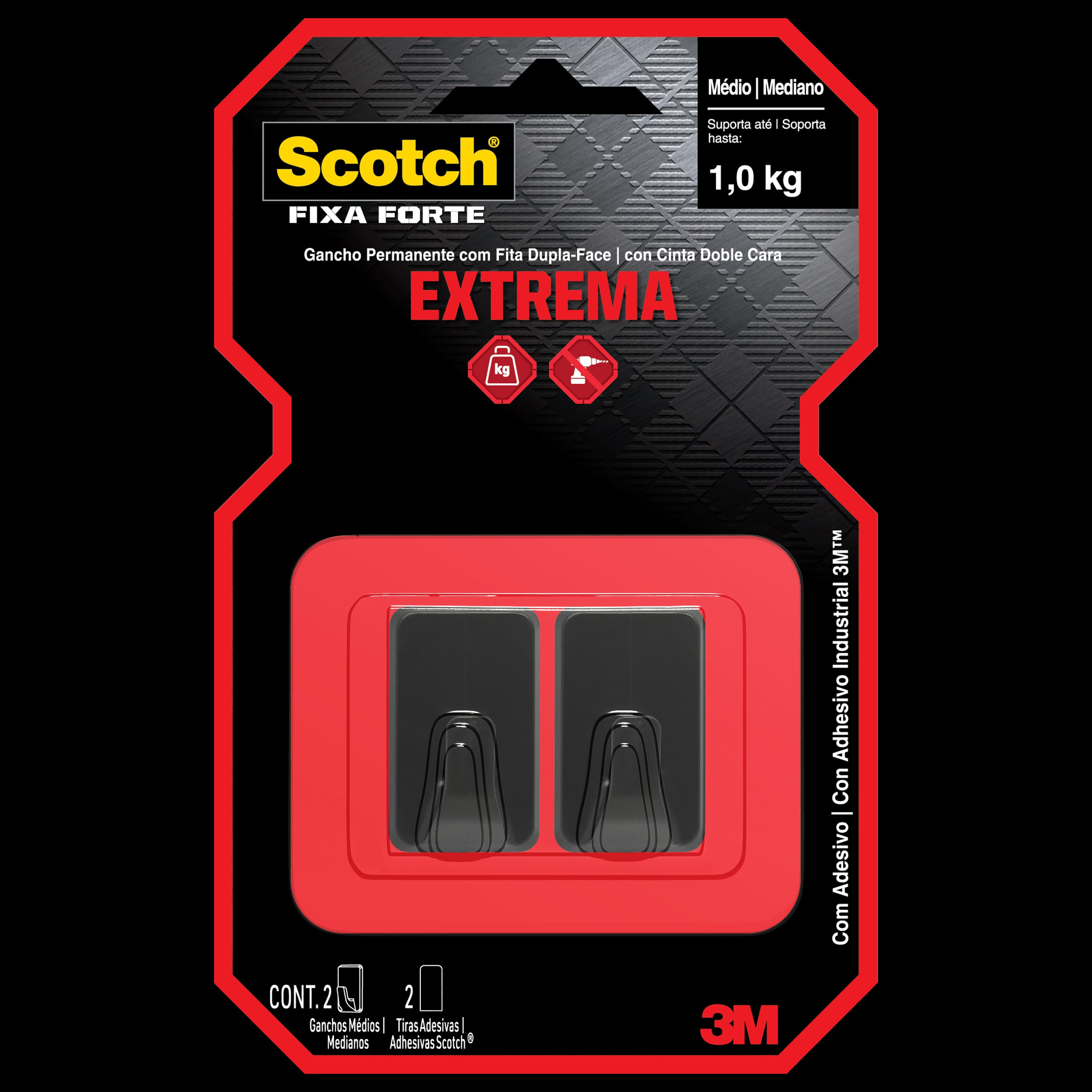 Gancho Médio 2 Unidades Preto Scotch