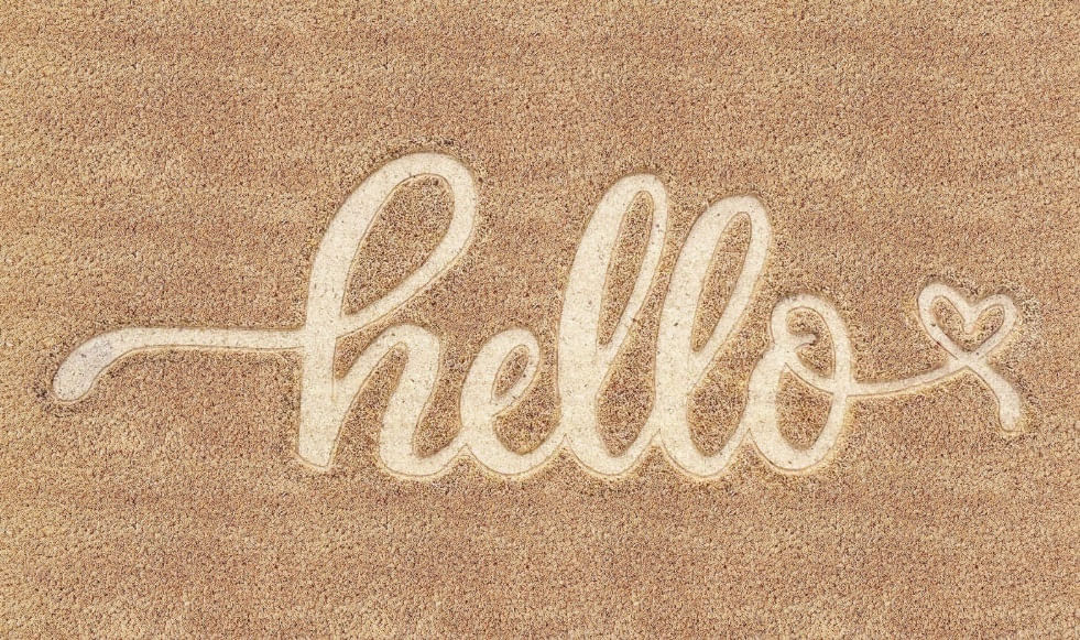 Capacho Fibra Coco Retangular Hello 60x33cm Uzoo