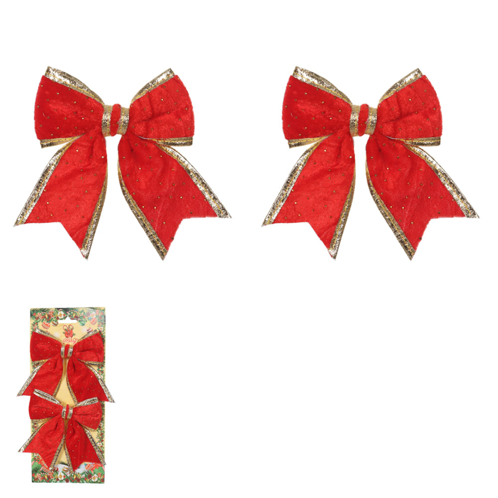 Enfeite Laço Natal 12x15cm Vermelho Flor Arte