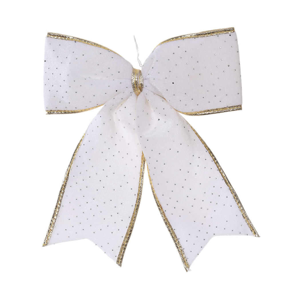 Enfeite Laço Natal 20x25 Branco Flor Arte