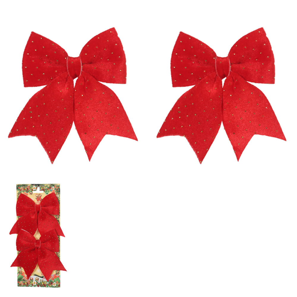 Enfeite Laço Natal 12x15cm Vermelho Flor Arte