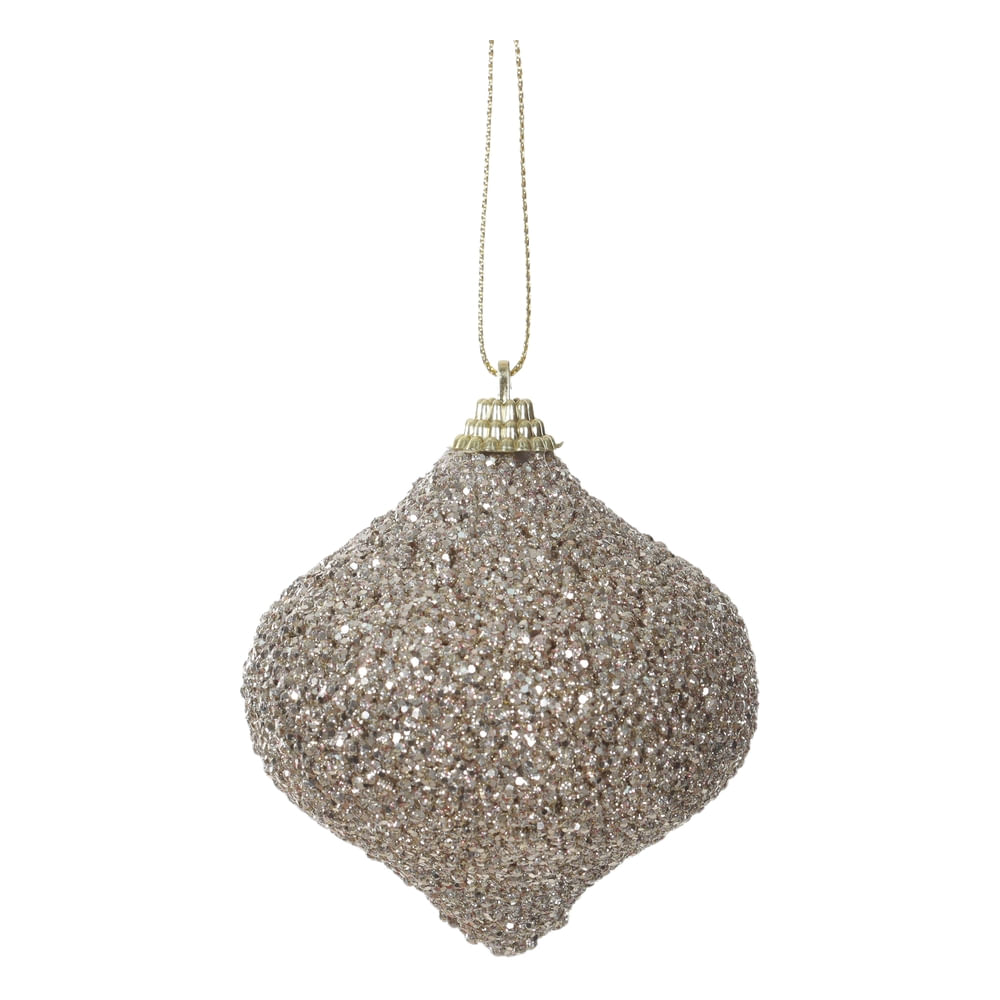 Enfeite Pendente Natal 8cm Champanhe Flor Arte